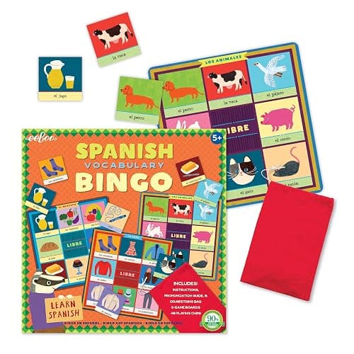 eeBoo: Spanish Bingo Vocabulary Game, A Game of Imaginative Problem Solving, Educational Games That Cultivates Conversation, Socialization, and Skill-Building, Learn Spanish, for Ages 5 and up thumbnail 3