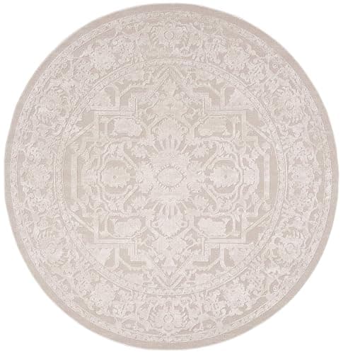 SAFAVIEH Reflection Collection Area Rug - 6'7" Round, Cream & Ivory, Non-Shedding & Easy Cleaning, Ideal for Living Room, Bedroom (RFT665D) thumbnail 3