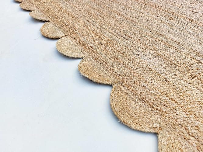 Gautam International Scalloped Natural Jute Area Rug, Natural Color (6'X9') - Natural - 6'x9' thumbnail 6
