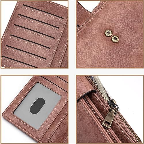XINNSTAR Womens Wallet RFID Blocking Large Capacity Credit Card Holder Long Purses for Women with Wristlet Pocket ID Window thumbnail 3