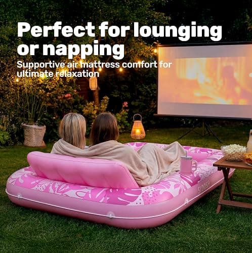 SLOOSH Inflatable Tanning Pool Lounger Float, 85" x 57" Extra Large Pool Floats Adult with Pillow, 4 in 1 Suntan Tub Raft Floatie,Sunbathing Bed Lounge for Water Blow Up Ball Pit, XL-Blushing Pink thumbnail 7