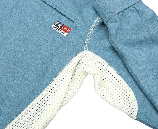 BOCOMAL FR Shirts for Summer Breathable Vented Design 6oz Heather Jersey Flame Resistant Long Sleeve Crew T Shirt thumbnail 4