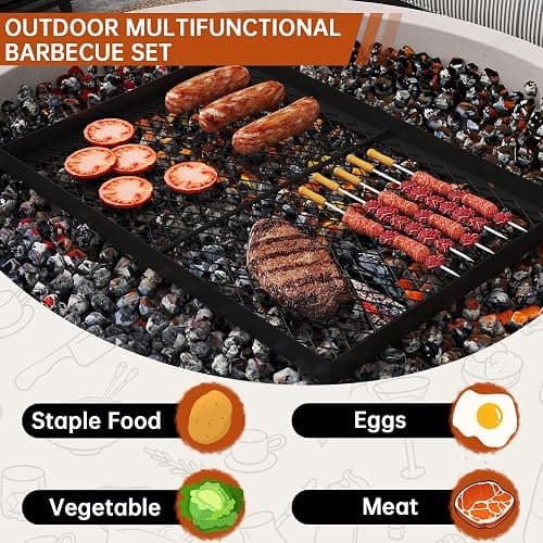 ABSCONDO Height-Adjustable Campfire Grill grate, Swivel Fire Pit Grilling Grate, Heavy Duty Portable Over Fire Cooking Grate with Handbag for Outdoor Camping Hiking Backpacking and Family Gatherings thumbnail 4