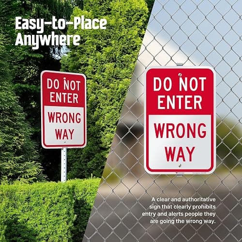 SmartSign 18 x 12 inch “Do Not Enter - Wrong Way” Metal Sign, 63 mil Aluminum, 3M Laminated Engineer Grade Reflective Material, Red and White, Made in USA thumbnail 6