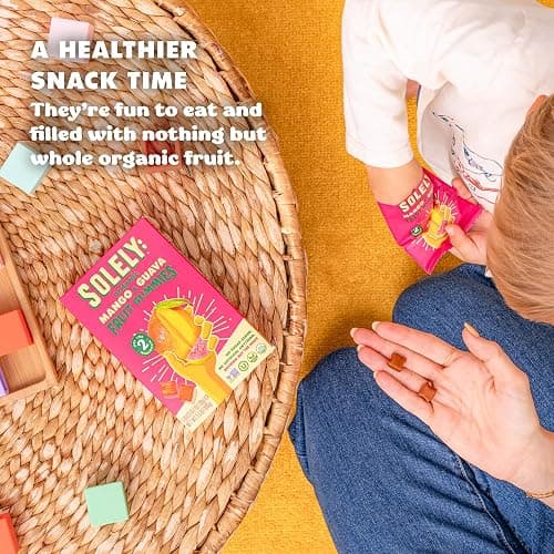 SOLELY - Organic Mango & Guava Whole Fruit Gummies (Pack of 8 Boxes, 5 Bags per Box) - Real Fresh Fruit - Healthy Snacks for Adults & Kids - Non GMO, Vegan Snacks, Shelf Stable - 40 Bags (3.5 oz) thumbnail 3
