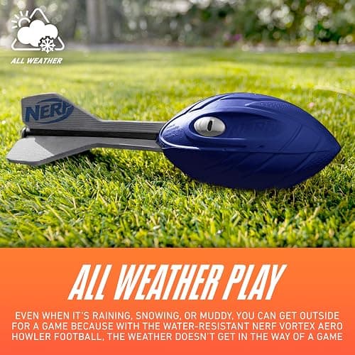 Nerf Vortex Aero Howler Foam Ball – Classic Long-Distance Football - Flight-Optimizing Tail - Hand Grip – Indoor and Outdoor Fun (Blue) thumbnail 6