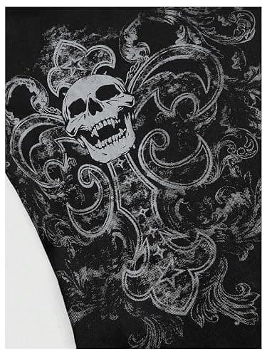 SOLY HUX Women's Plus Size Tops Y2k Gothic Graphic Tees Skull Print Scoop Neck Bell Long Sleeve T Shirt thumbnail 3