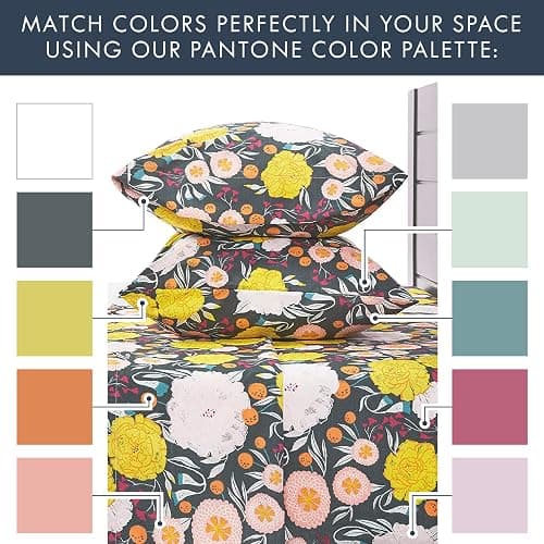 Where The Polka Dots Roam WTPDR Dark Floral Sheets King Size, Super Soft Wrinkle Resistant Bedding Set for Boho Room Décor, Premium Floral Printed King Bed Sheets for Girls, Teens and Master Bedrooms thumbnail 3
