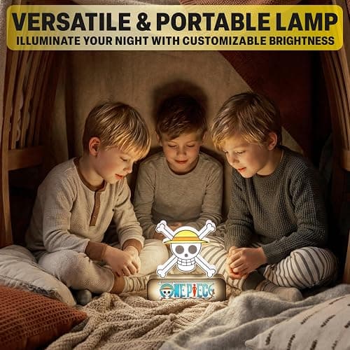 One Piece Skull 3D LED Nachtlicht, Straw Hat Tischlampe mit 3 Helligkeitsstufen, USB oder Batterie, Tragbar Weißes Licht LED lampe, Anime Geschenke für Zimmer Deko (Mehrfarbig 3D Skull) thumbnail 5