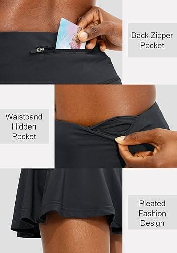SANTINY Pleated Tennis Skirt for Women with 4 Pockets Women's High Waisted Athletic Golf Skorts Skirts for Running Casual thumbnail 2