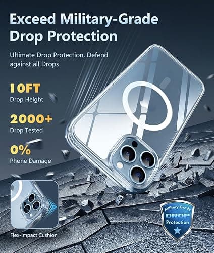 FNTCASE for iPhone 12 Pro-Max Case: Clear Magnetic Phone Cases Compatible with Magsafe Slim Anti Yellowing Military Grade Drop Protection Rugged Protective Transparent Cell Phone Cover (A-Clear) thumbnail 4