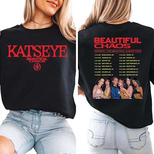 Katseye Hoodie - Beautiful Chaos 2025 Tour Shirt, Global Girl Group Fan Concert Style T-Shirt Sweatshirt Hoodie, Unisex Streetwear Top, 2025 Tour Merch, Music Fashion Tshirt, Gift for Girl Group Fans thumbnail 2