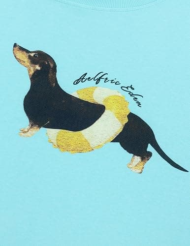 Aelfric Eden Dachshund Off The Shoulder Tshirts Women's Oversized Graphic Tees Short Sleeve Summer Cute T Shirts Y2K Tops thumbnail 2