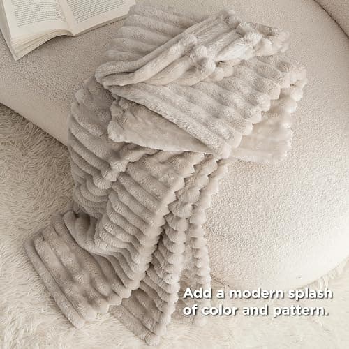 Bedsure Twin XL Blanket for Couch - GentleSoft Cozy Soft Blankets for Women, Cute Small Fleece Throws for Girls, Linen, 66x90 Inches - Linen - Twin XL (66" x 90") thumbnail 6