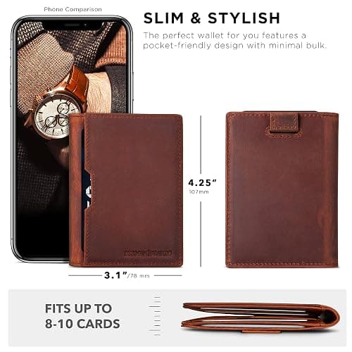SERMAN BRANDS - Wallets for Men Slim Mens leather RFID Blocking Minimalist Card Front Pocket Bifold Travel Thin thumbnail 3