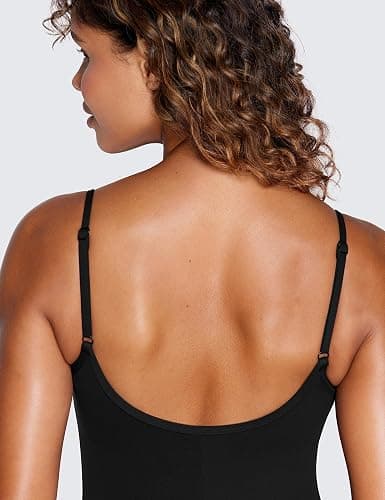 CRZ YOGA Butterluxe Cami Strap Rompers for Women - Adjustable Sleeveless One Piece Yoga Jumpsuits Bodysuit Shorts Padded thumbnail 4