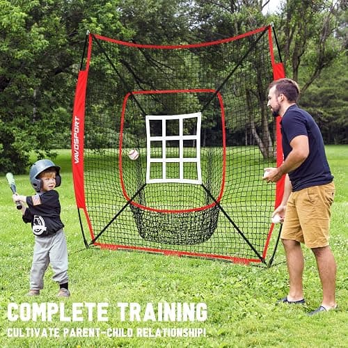 VAVOSPORT 7x7' Baseball Net Set - Portable Softball & Baseball Net, Batting Tee, Ball Caddy, Strike Zone, Training Equipment for Youth Practice thumbnail 6