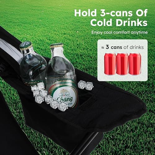 ALPHA CAMP Camping Chair 2 Pack Portable Chair with 3-Can Cooler Folding Chair with Side Pocket and Cup Holder, Collapsible for Camping, Tailgates, Beach, Fishing and Sports,2PC thumbnail 4