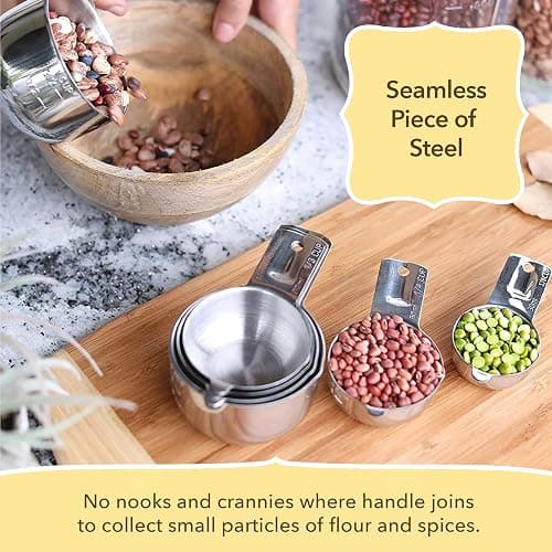 Simply Gourmet Measuring Cups and Spoons Set of 12 – Stainless Steel Kitchen Gadgets – Stackable Design with Long Handle Spoons – Fits in Jars – Cooking & Baking Measuring Set for Dry & Liquid thumbnail 7