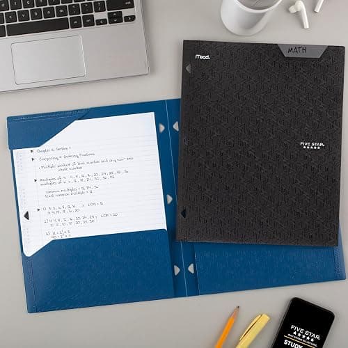 Five Star 2-Pocket Folder, Plastic Folder with Stay-Put Tabs, Fits 3-Ring Binder, Holds 8-1/2" x 11" Paper, Black (333420G-ECM) thumbnail 2