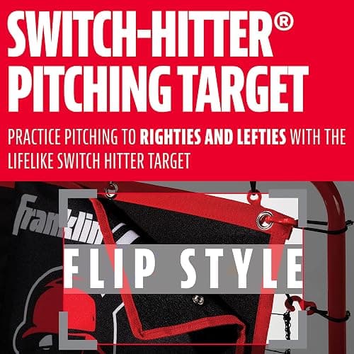 Franklin Sports Baseball Pitching Target and Rebounder Net - 2-in-1 Switch Hitter Pitch Trainer + Pitchback Net - Pitching Target with Hitter + Strikezone, Red thumbnail 3