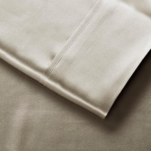 Lanest Housing Silk Satin Sheets, Queen Size Satin Bed Sheet Set with Deep Pockets, Cooling Soft and Hypoallergenic Satin Sheets Queen - Taupe thumbnail 6