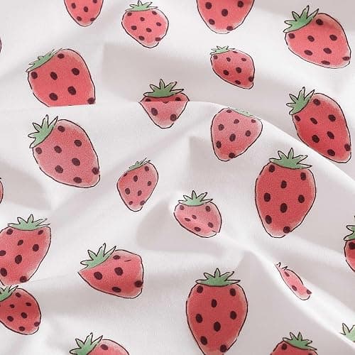 Poppy & Fritz - Queen Sheets, Luxurious Cotton Percale Bedding Set, Crisp & Cool, Super Soft Bed Essentials (Strawberry Picnic Pink, Queen) thumbnail 5