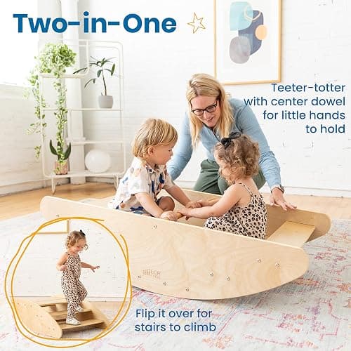 ECR4Kids Rocking Boat and Steps, Play Center, Natural thumbnail 4