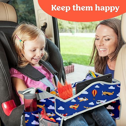 PILLANI Kids Travel Tray for Car - Toddler Airplane Travel Essentials w/ Activity Sheets, Pens & Dry Erase Board - Kids Travel - Must Have Toddler Lap Desk Organizer for Airplane - Travel Accessories thumbnail 3