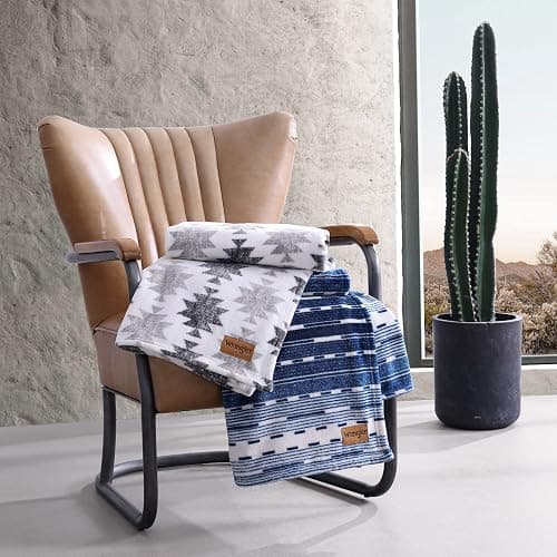 Wrangler - Blanket, Super Soft Sherpa Bedding, Yellowstone Inspired Throw Blanket for Couch or Bed (Canyon Ikat Grey, 50" x 60") thumbnail 6