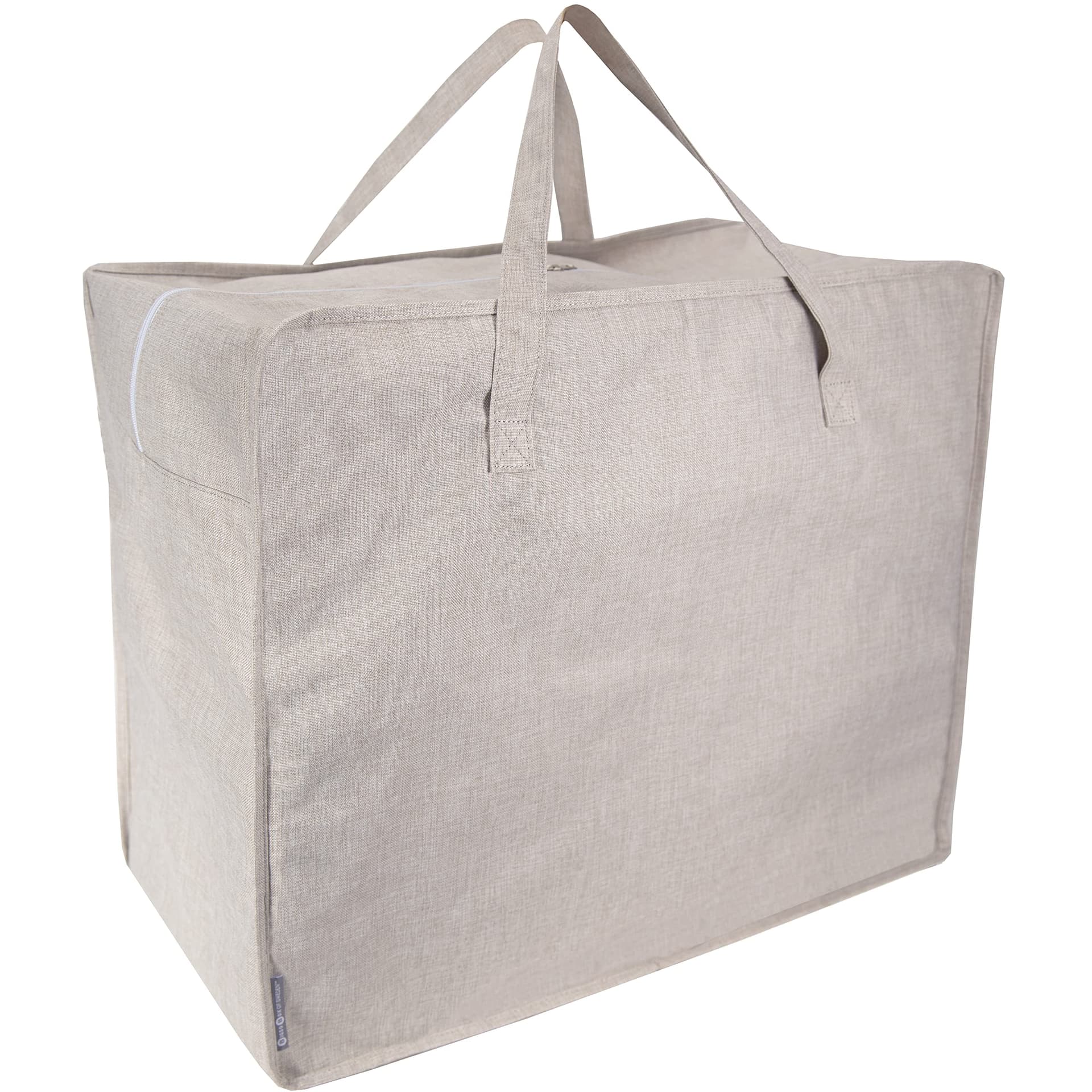 BIGSO storage bag - large carrying bag for duvets, bedding, winter items etc. Practical bag with reinforced handles and zip - beige - Image 1
