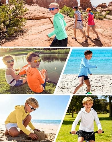 Roadbox Boys Rash Guard UPF 50+ Sun Hoodie Kids Fishing Shirt Long Sleeve | Youth Hooded UV Protection Swim Shirts, Lightweight Quick Dry Sunshirt for Beach Hiking Athletic Summer Outdoor thumbnail 6