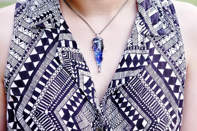 Handmade Whale Shark Art Glass Blown Ocean Animal Figurine Glass Pendant Necklace Jewelry - Model Y2017 thumbnail 5
