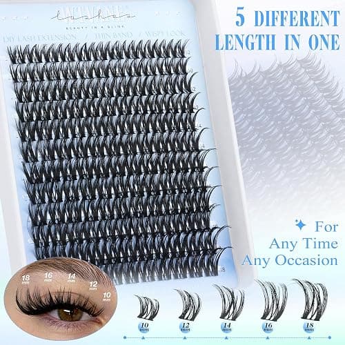 Flora Lash Clusters Kit Wispy Eyelash Clusters 10-18mm DIY Lash Extension Kit D-Curl Individual Lashes Eyelash Extension Kit with Thin Band Lashes Cluster Lash Bond and Seal Lash Tweezers by WTVANE thumbnail 6