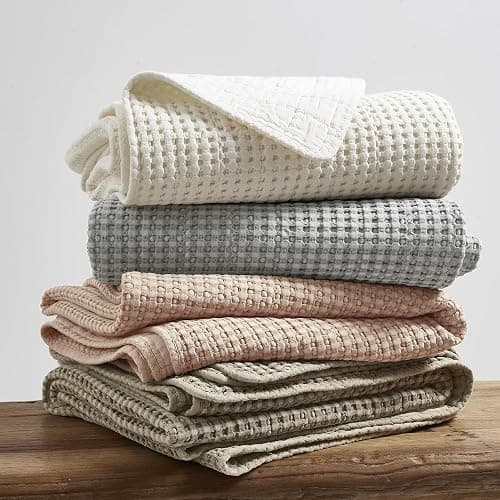 Levtex Home Mills Waffle Queen Bedspread Set (106x106in) with 2 Pillow Shams (26x20in) - Taupe - Cotton Waffle Queen Size Bedspread Set - Lightweight, Soft, Pre-Washed thumbnail 6