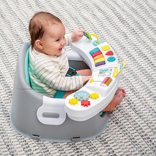 Infantino Music & Lights 3-in-1 Discovery Seat & Booster, Toddler Booster Seat for Dining Table or Kitchen Chair, Baby Activity Center & Snack Tray, Teal thumbnail 7