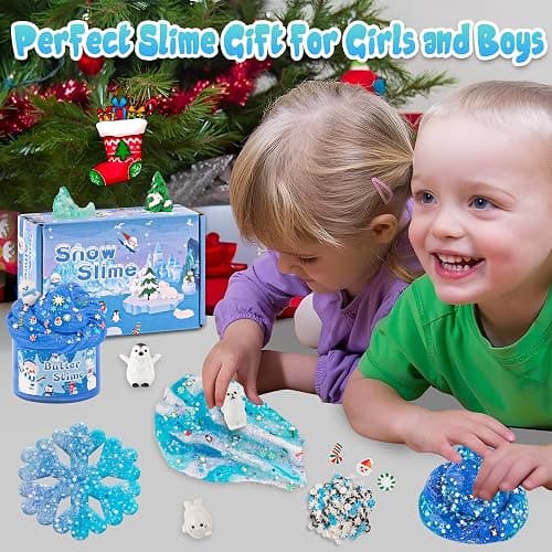 6 Packs Snow Slime Kit - Cloud, Butter, Clear, Water & Crunchy Varieties With Add-ins - Fluffy Making Set for Girls & Boys Party Bag Fillers, 360ml thumbnail 2