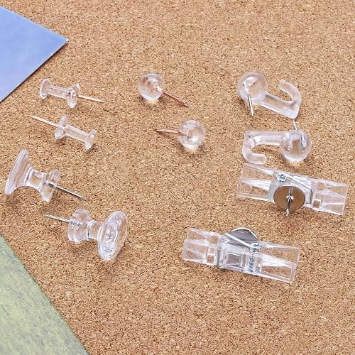 Clear Push Pins Set, 5 Styles 125-count Thumb Tacks Map Pins, Steel Point and Clear Plastic Head Pushpins Transparent Thumbtacks for Cork Board Bulletin Boards thumbnail 4