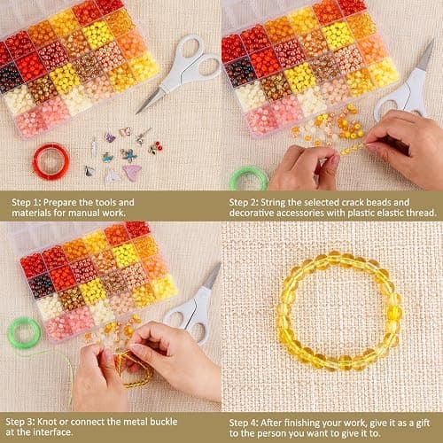 XSEINO About 7200PCS 6mm Glass Beads Bracelet Making Kit,144 Assorted Colors Crystal Glass Beads for Bracelet and Jewelry Making and DIY Crafts,Friendship Gifts,to Give to Friends, Family thumbnail 5