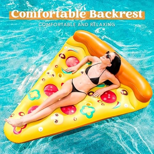 JOYIN Giant Inflatable Pizza Slice Pool Float, Fun Pool Floaties, Swim Party Toy, Summer Pool Raft (1 Pack), Extra Large with Cup Holders thumbnail 4