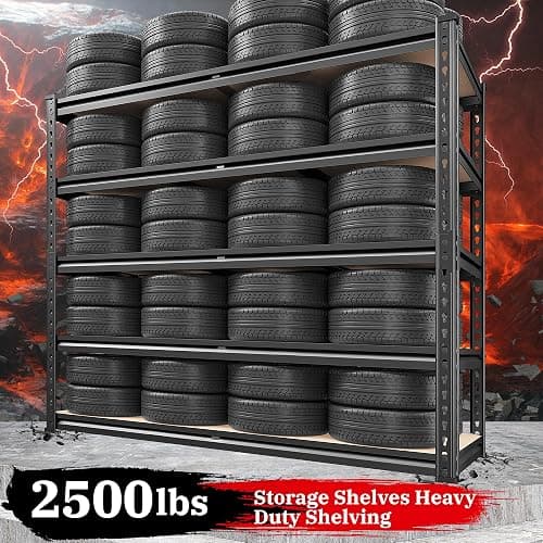 REIBII 2500LBS Garage Shelving 72''H Storage Shelves 40" W Metal Shelving 5 Tier Metal Shelves Adjustable Pantry Shelf for Closet Pantry Basement Kitchen Warehouse 72" H x 40" W x 20" D thumbnail 4