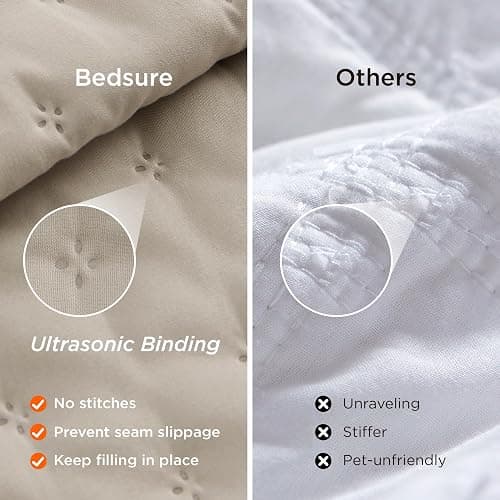 Bedsure King Quilt - Linen Bedspread King Size & Lightweight Comforter, Modern Farmhouse Coverlet with Clover Pattern, Ultra Soft All-Season Bedding, 106 x 96 Inches thumbnail 5