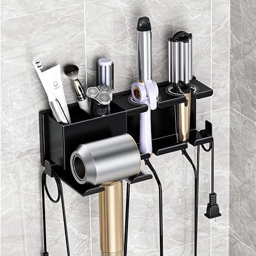 MAYZOLOP Hair Dryer Holder, Hair Tool Organizer, Blow Dryer Hanger Wall Mount for Dryer Hook, Bathroom Space-Saving Blow Dryer Organizer, Curling Irons Storage Wall Mounted - Image 1