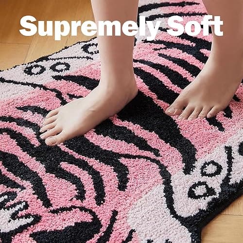 5x3.3 ft Tibetan Tiger Area Rug Tufted High Pile XLarge Indoor Machine Washable Carpet with Nonslip TPR Backing - Bedroom, Bathroom, Living & Dining Room Home Décor, Pink thumbnail 3