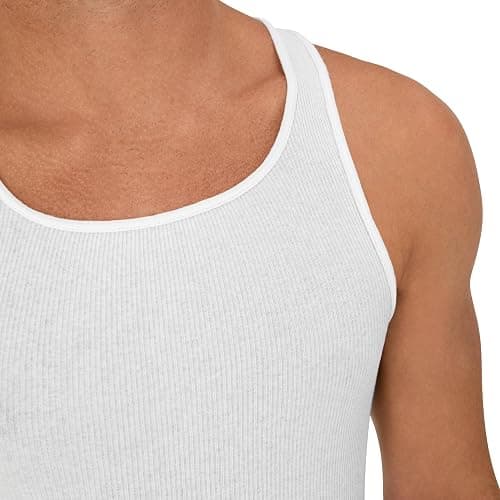Hanes Top Undershirt Pack, 6-Pack, Moisture-Wicking Cotton Ribbed Tanks for Men thumbnail 4