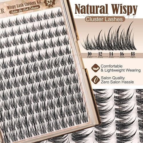 Wispy Lash Clusters Kit Fairy Lash Extension Kit Natural Cluster Eyelash Extensions Manga Eyelash Extension Kit Invisible Band Anime Individual Lashes Clusters by Lanflower thumbnail 6