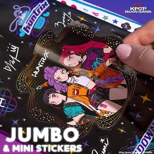 Netflix Kpop Demon Hunters Sticker Sheets Pack 1500+ Stickers for Kids, 20 Sheets with Letters, Characters & Scenes, Kawaii Stickers in Resealable Bag for Scrapbooking, Planners, Gifts for Girls thumbnail 6