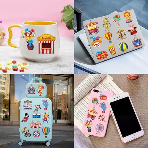 Cherisnowy 72PCS Carnival Party Set 48PCS Temporary Tattoos & 24PCS Slap Bracelets Fun Circus Themed Birthday Supplies, Baby Shower Gifts, Classroom Rewards & Party Decor for Kids Boys & Girls thumbnail 9