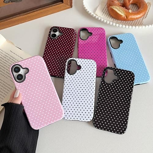 ZTOFERA Magnetic Case for iPhone 16, Polka Dot Phone Case Cute for Girl Women, Compatible with Magsafe, Hard PC+Soft TPU Protective Phone Cover for iPhone 16-White thumbnail 6