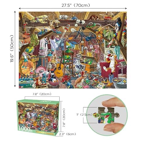 CREAFOMIFE 1000 Piece Jigsaw Puzzle for Adults, Hard Difficult Challenging Large Puzzle, Gift for Adult Puzzle Lovers Attic on Scenes (27.5 x 20 Inches) thumbnail 2